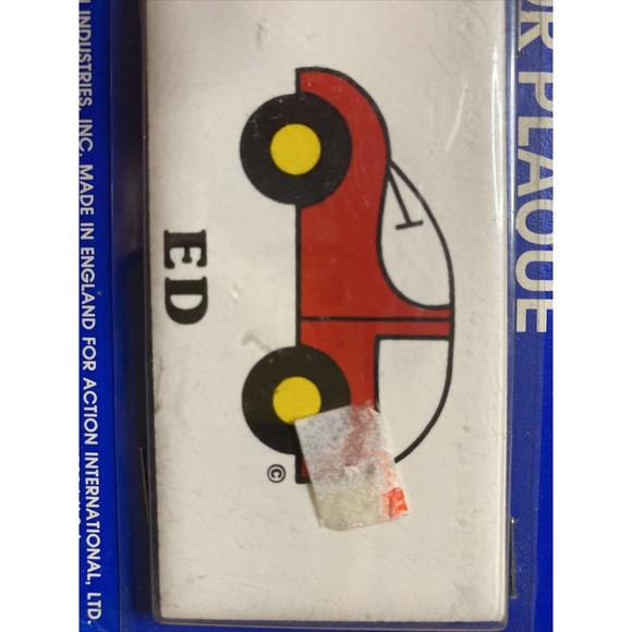 Vintage Retro ED Red Car New Dead Stock Ceramic Door Name Plaque Wall Sign 1984 - Picture 12 of 12